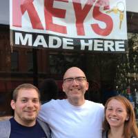 Dan, Merritt, and Jenna outrside a Key store